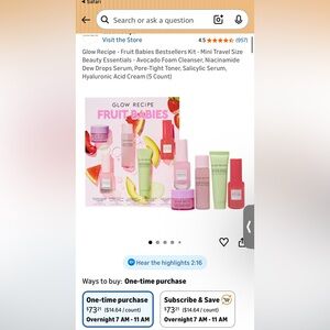 New in box- Glow Recipe fruit babies travel kit